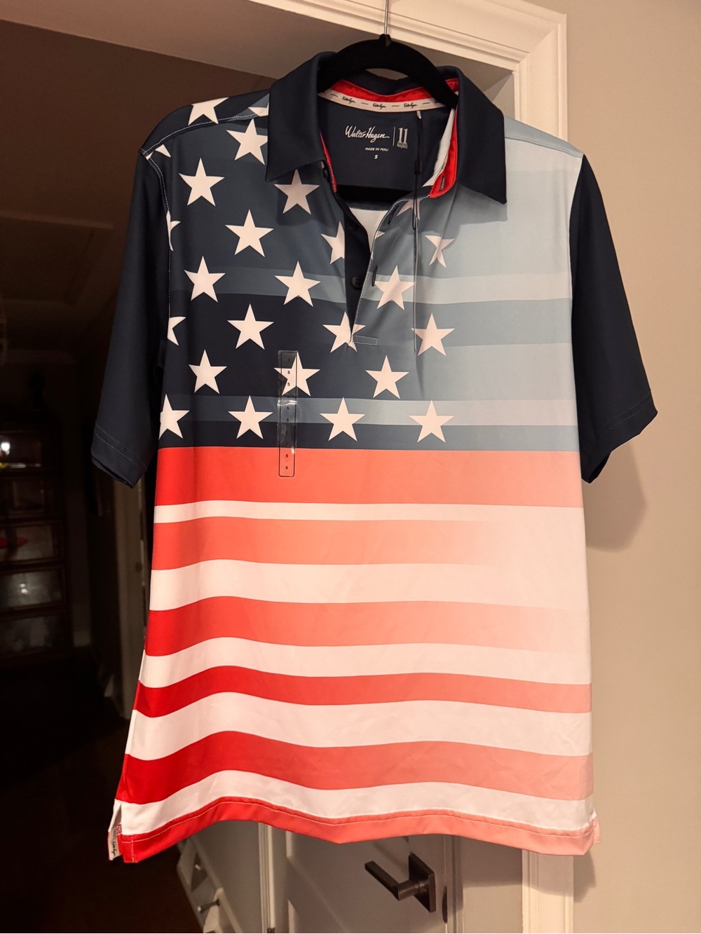 Walter Hagen Patriotic Stars & Stripes Polo - Red, White, Blue